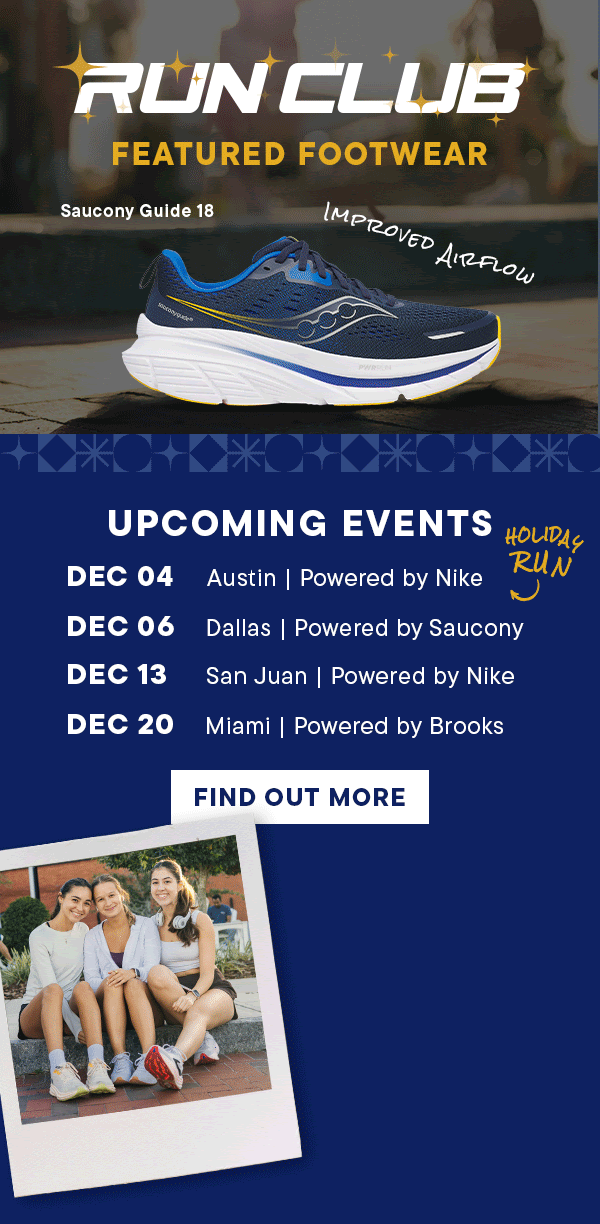 Animated Run Club events and featured footwear email